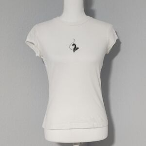 Vintage Y2K Baby Phat  100% Cotton White Short Sleeve Top Tee Size Small